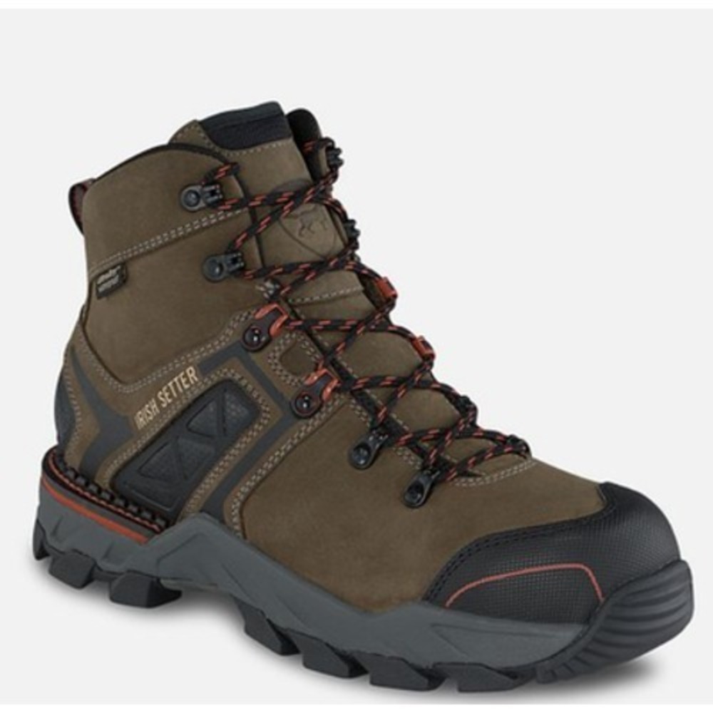 Irish Setter Crosby Men 6-inch Waterproof Leather Safety Toe Boot 83601 Size 8.5